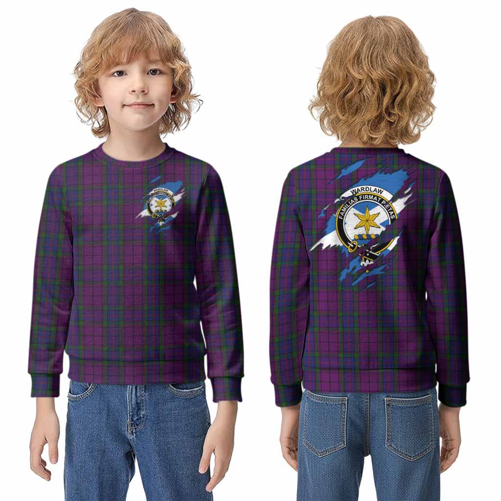 Wardlaw Clan Crest In Me Tartan Kid Knitted Sweatshirt Scotland Flag Style