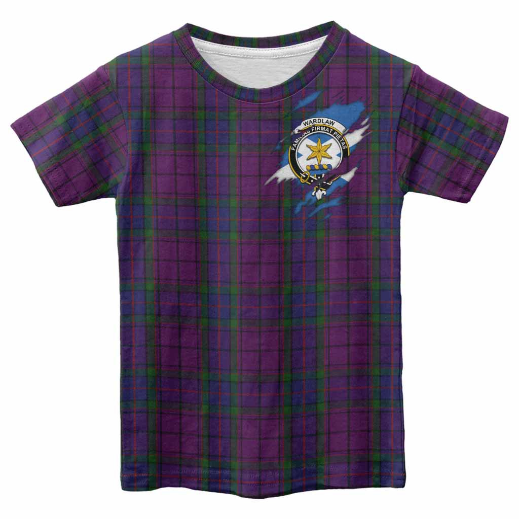 Wardlaw Clan Crest In Me Tartan Kid T-shirt Scotland Flag Style