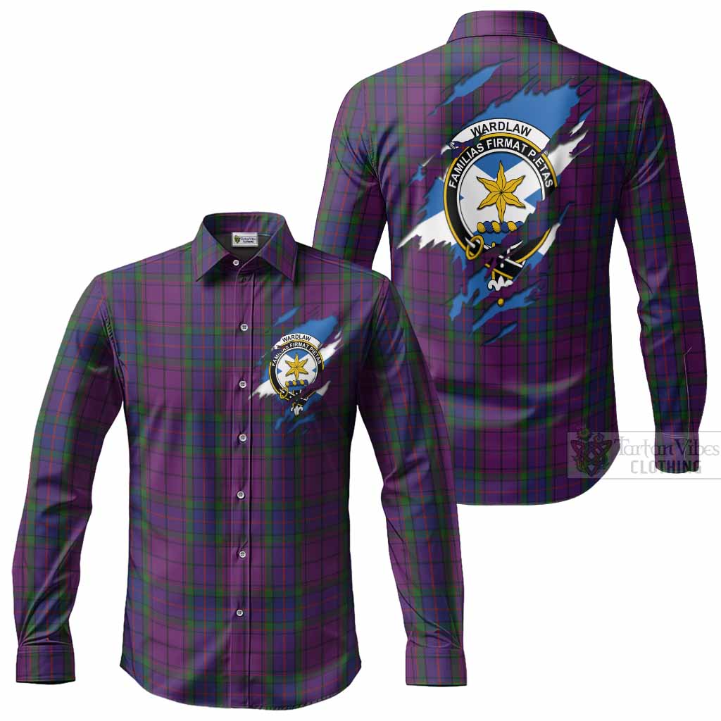 Wardlaw Clan Crest In Me Tartan Long Sleeve Button Shirts Scotland Flag Style