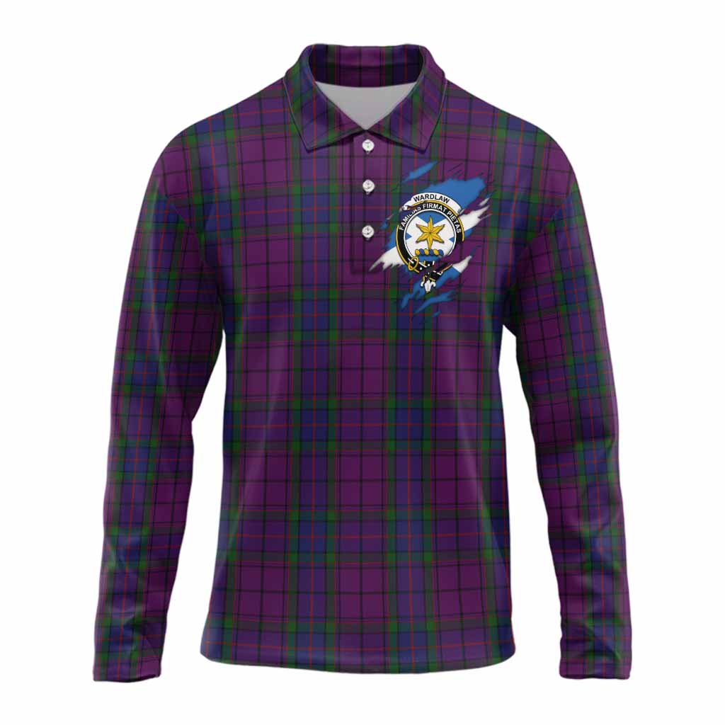 Wardlaw Clan Crest In Me Tartan Long Sleeve Polo Shirt Scotland Flag Style