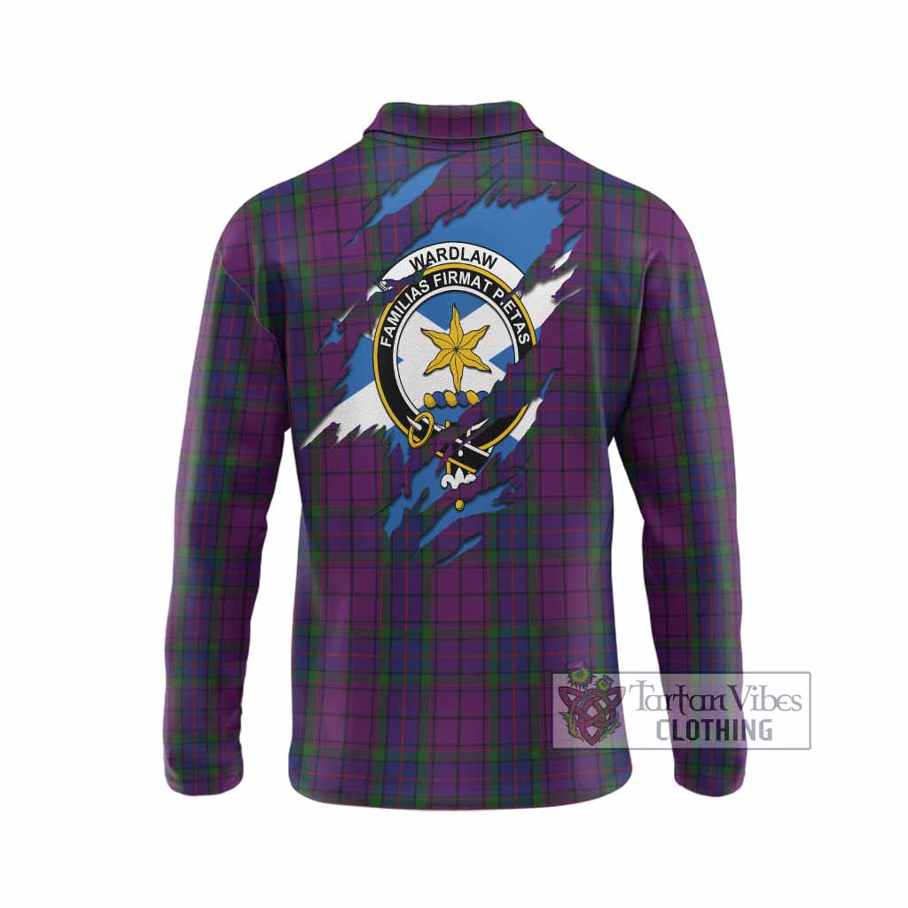 Wardlaw Clan Crest In Me Tartan Long Sleeve Polo Shirt Scotland Flag Style