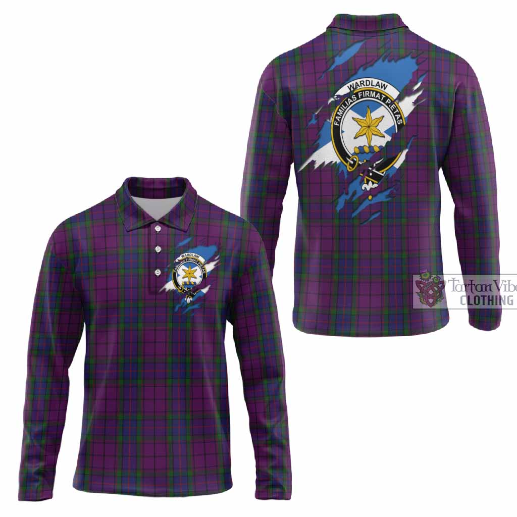 Wardlaw Clan Crest In Me Tartan Long Sleeve Polo Shirt Scotland Flag Style