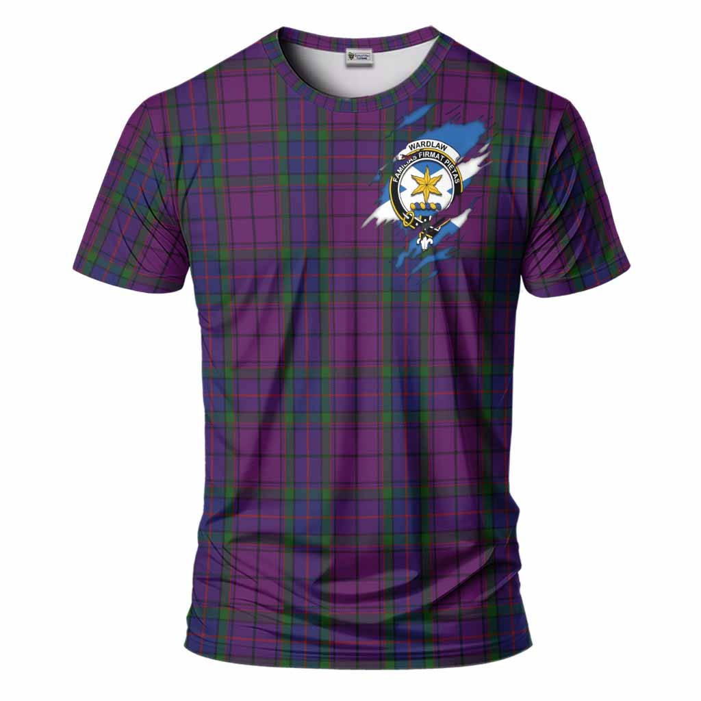 Wardlaw Clan Crest In Me Tartan T-Shirt Scotland Flag Style