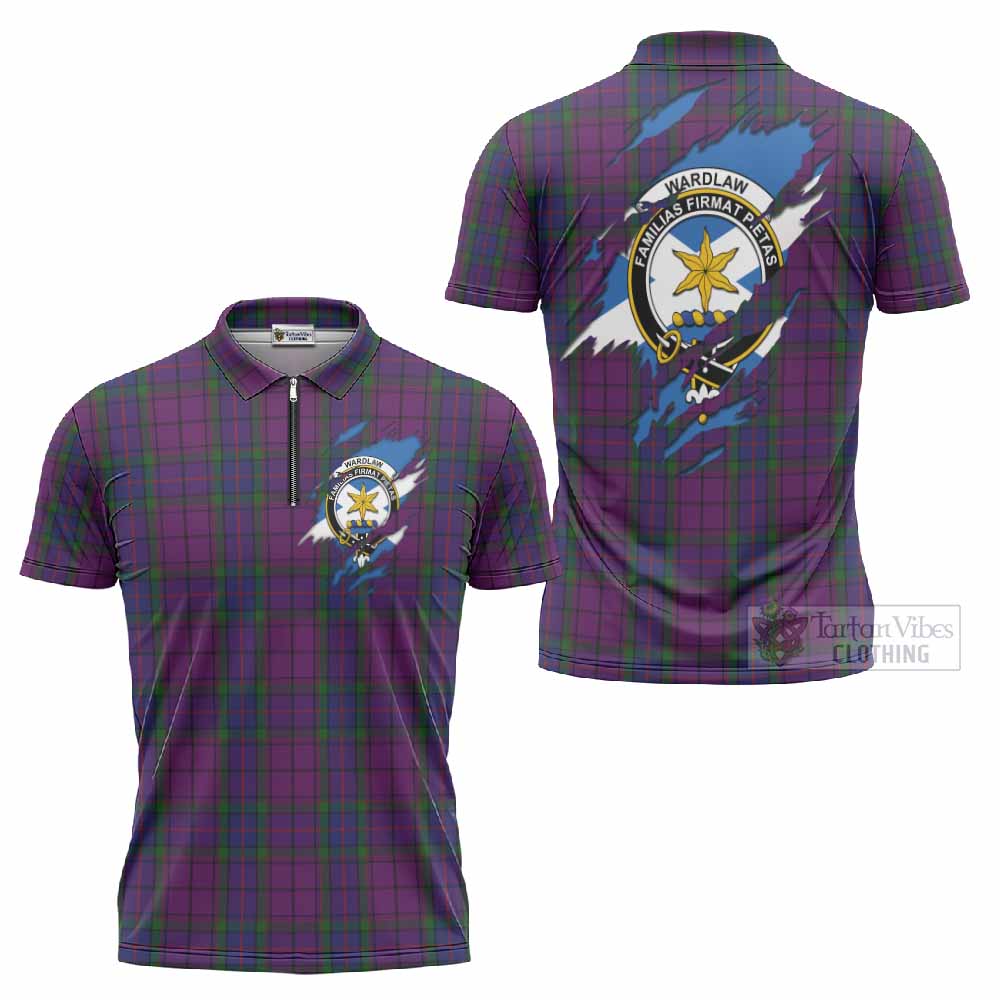 Wardlaw Clan Crest In Me Tartan Zipper Polo Shirt Scotland Flag Style