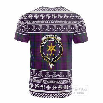 Wardlaw Clan Tartan Christmas Cotton T-shirt with Family Crest