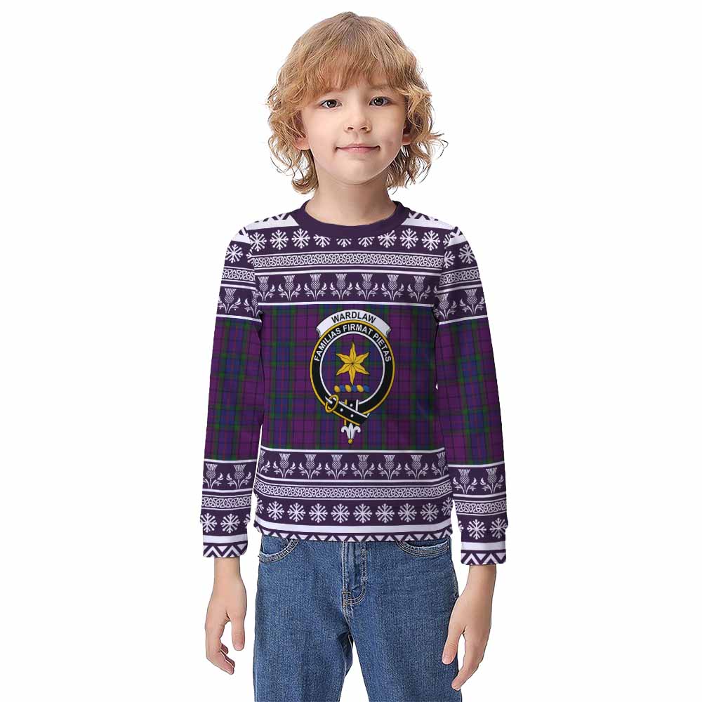 Wardlaw Clan Tartan Christmas Kid Ugly Sweatshirt with Family Crest - Tartan Vibes Clothing