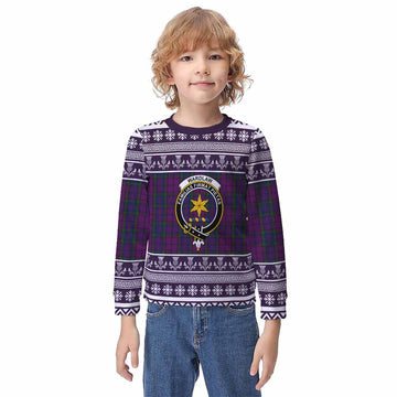 Wardlaw Clan Tartan Christmas Kid Ugly Sweatshirt with Family Crest