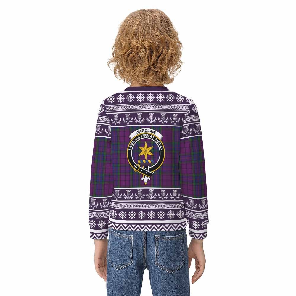 Wardlaw Clan Tartan Christmas Kid Ugly Sweatshirt with Family Crest - Tartan Vibes Clothing