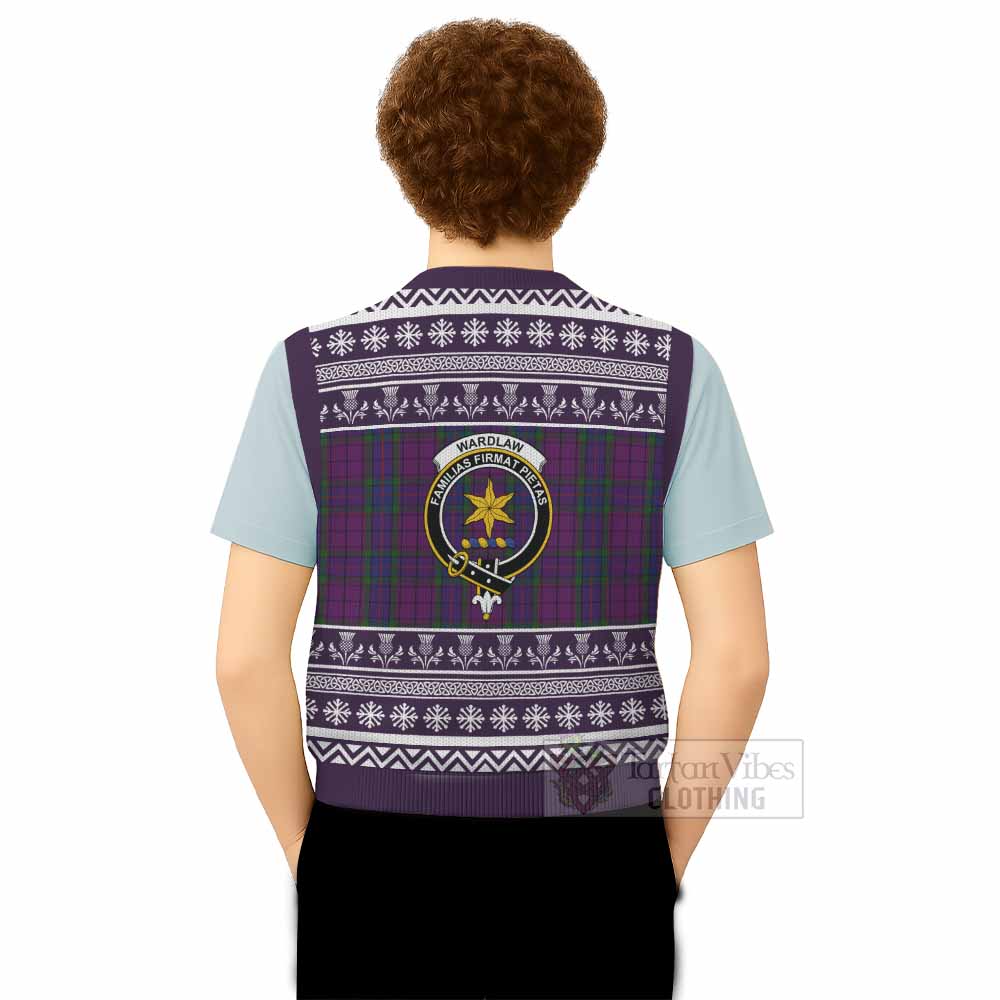 Wardlaw Clan Tartan Christmas Knitted V-Neck Vest with Family Crest - Tartan Vibes Clothing