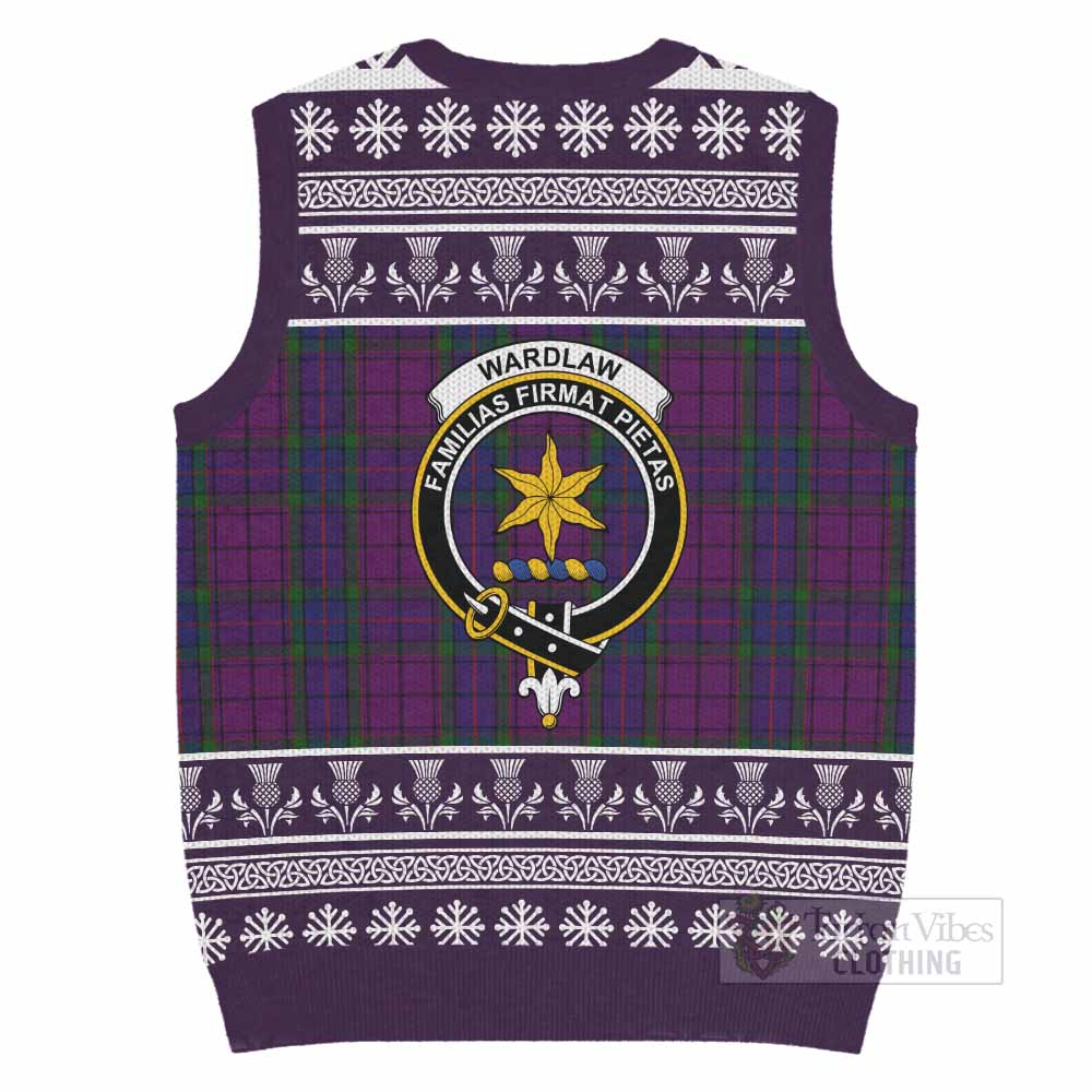 Wardlaw Clan Tartan Christmas Knitted V-Neck Vest with Family Crest - Tartan Vibes Clothing
