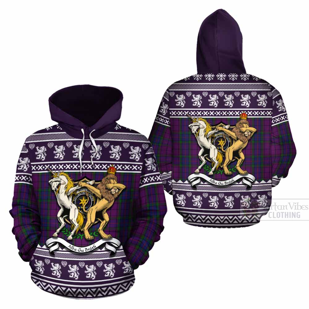Wardlaw Clan Tartan Crest Christmas Cotton Hoodie Coat of Arms Funny Style - Tartan Vibes Clothing