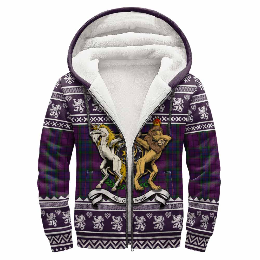 Wardlaw Clan Tartan Crest Christmas Fleece Hoodie Coat of Arms Funny Style - Tartan Vibes Clothing