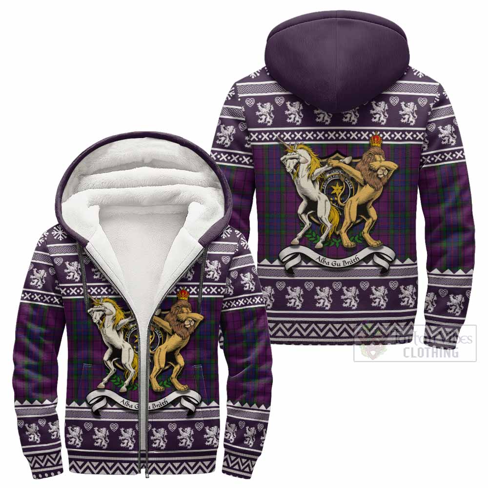 Wardlaw Clan Tartan Crest Christmas Fleece Hoodie Coat of Arms Funny Style - Tartan Vibes Clothing