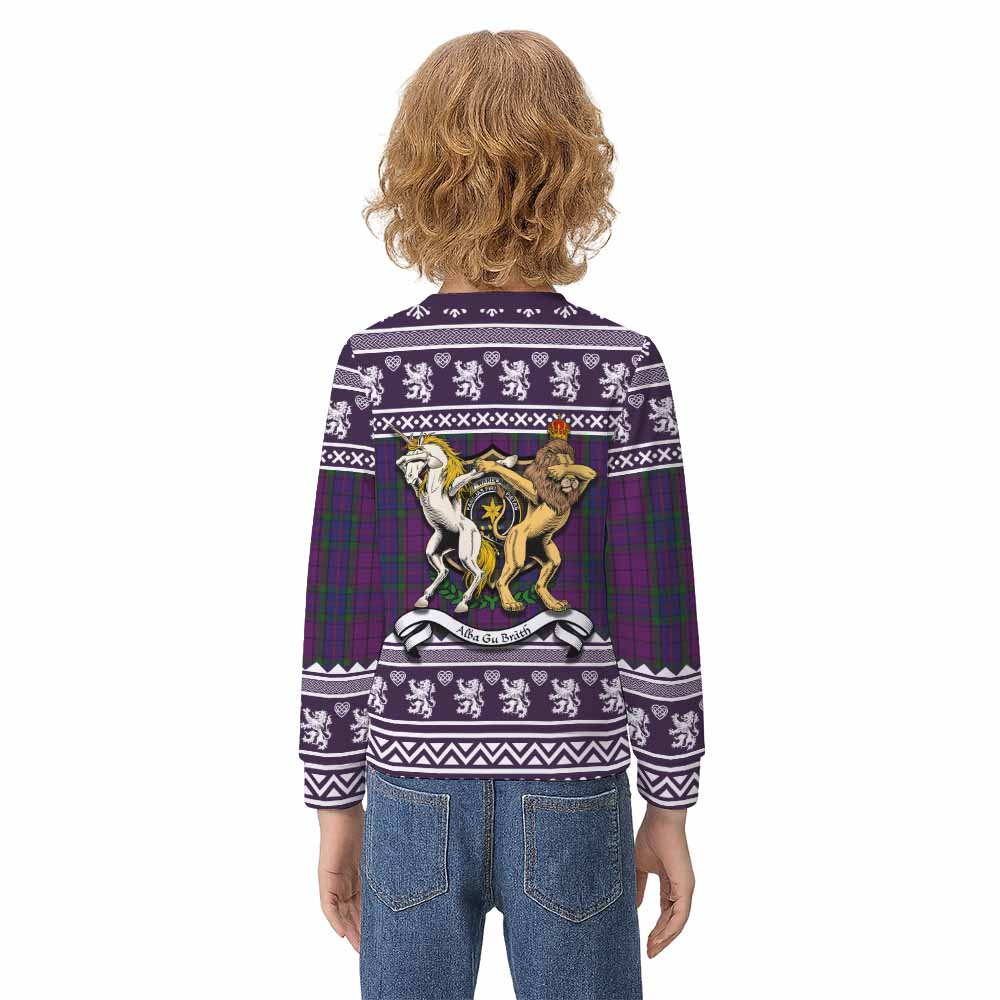 Wardlaw Clan Tartan Crest Christmas Kid Ugly Sweatshirt Coat of Arms Funny Style - Tartan Vibes Clothing