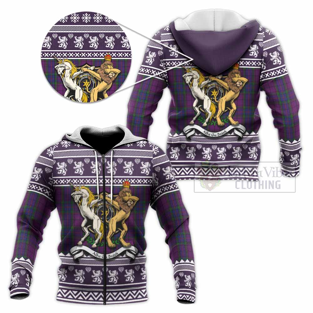 Wardlaw Clan Tartan Crest Christmas Knitted Hoodie Coat of Arms Funny Style - Tartan Vibes Clothing