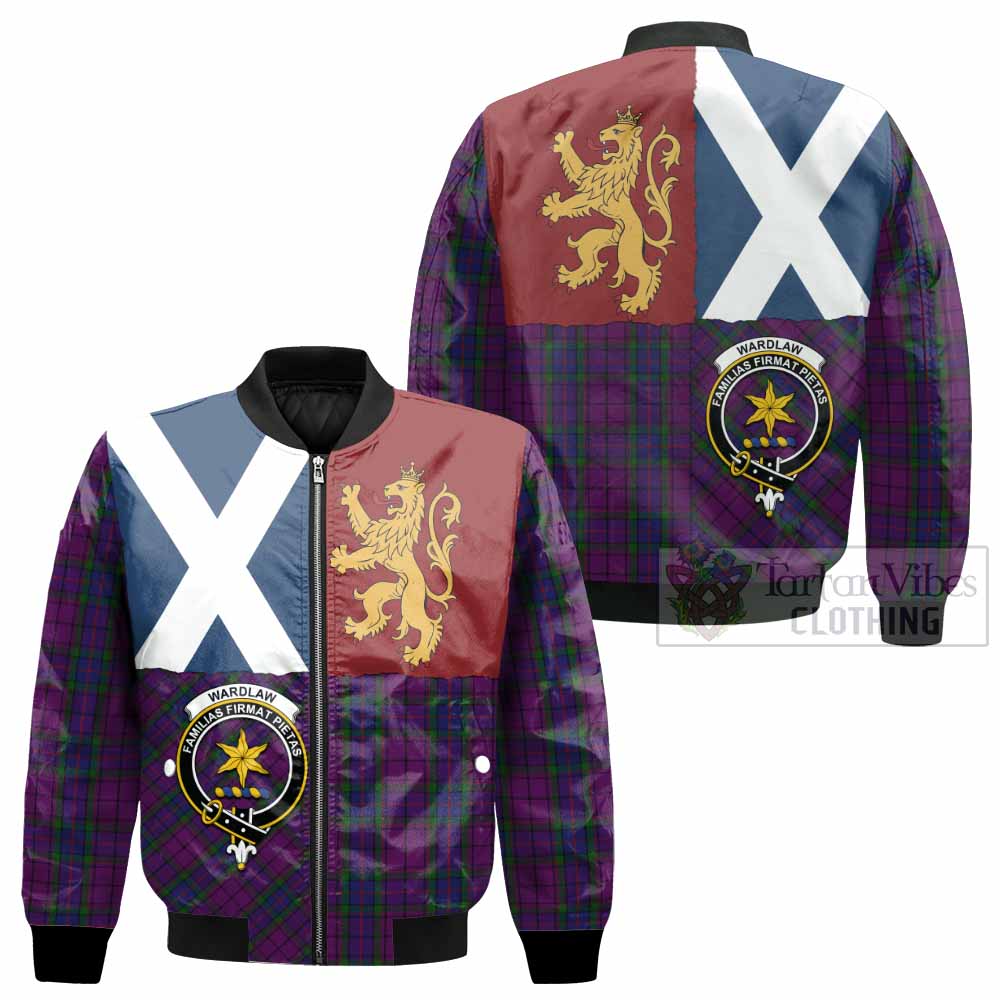 Wardlaw Crest Tartan Bomber Jacket with Lion Rampant Saltire Style