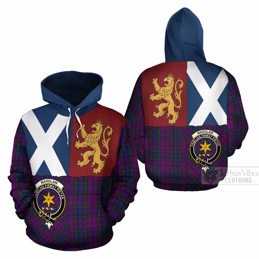 Wardlaw Crest Tartan Cotton Hoodie with Lion Rampant Saltire Style - Tartan Vibes Clothing
