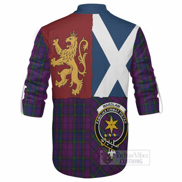 Wardlaw Crest Tartan Ghillie Shirt with Lion Rampant Saltire Style
