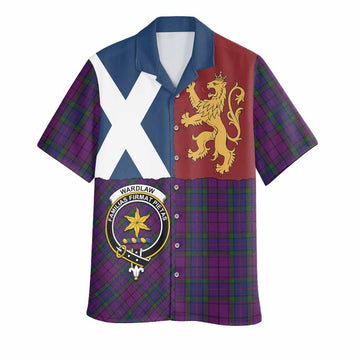 Wardlaw Crest Tartan Hawaiian Shirt with Lion Rampant Saltire Style