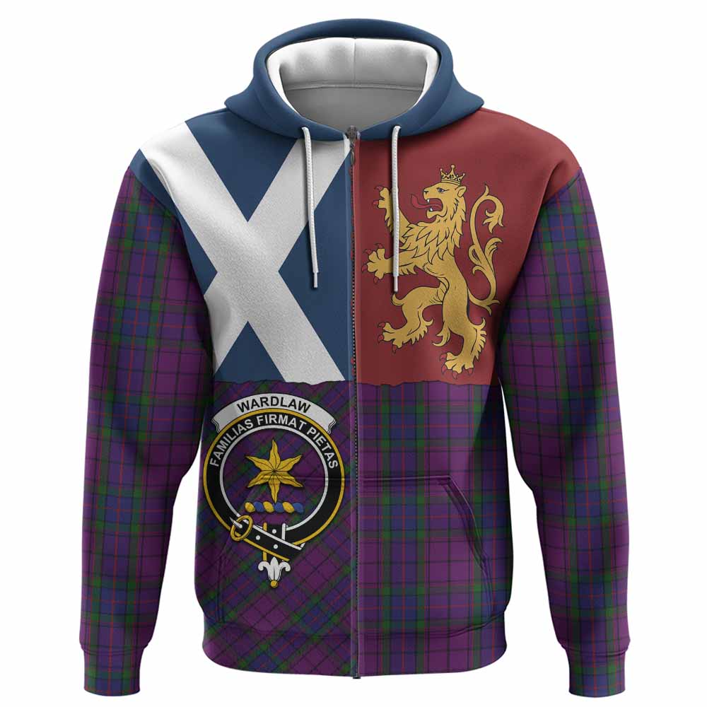Wardlaw Crest Tartan Hoodie with Lion Rampant Saltire Style