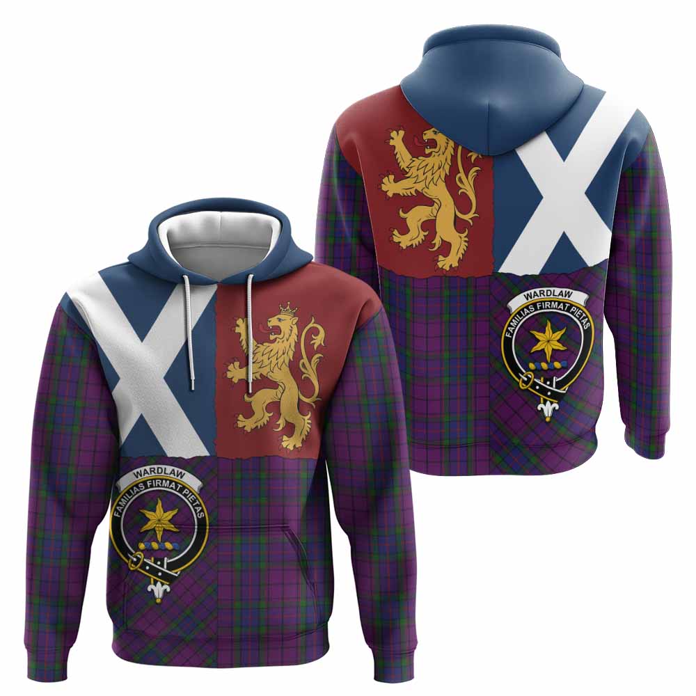Wardlaw Crest Tartan Hoodie with Lion Rampant Saltire Style