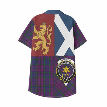 Wardlaw Crest Tartan Kid Hawaiian Shirt with Lion Rampant Saltire Style