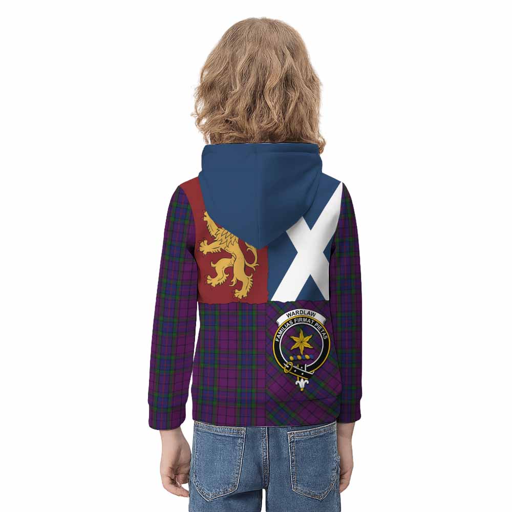 Wardlaw Crest Tartan Kid Hoodie with Lion Rampant Saltire Style - Tartan Vibes Clothing