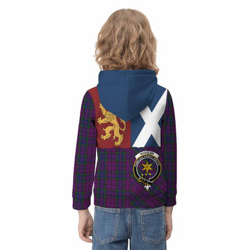Wardlaw Crest Tartan Kid Hoodie with Lion Rampant Saltire Style - Tartan Vibes Clothing