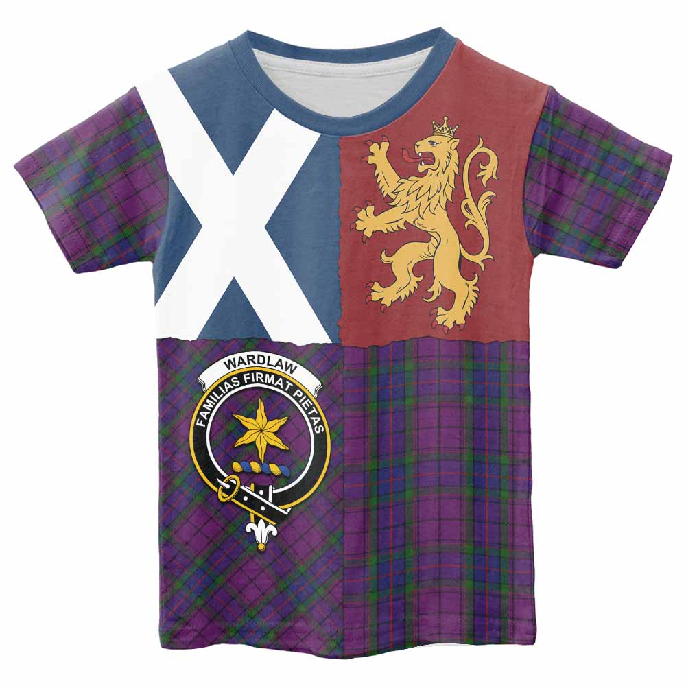 Wardlaw Crest Tartan Kid T-shirt with Lion Rampant Saltire Style - Tartan Vibes Clothing