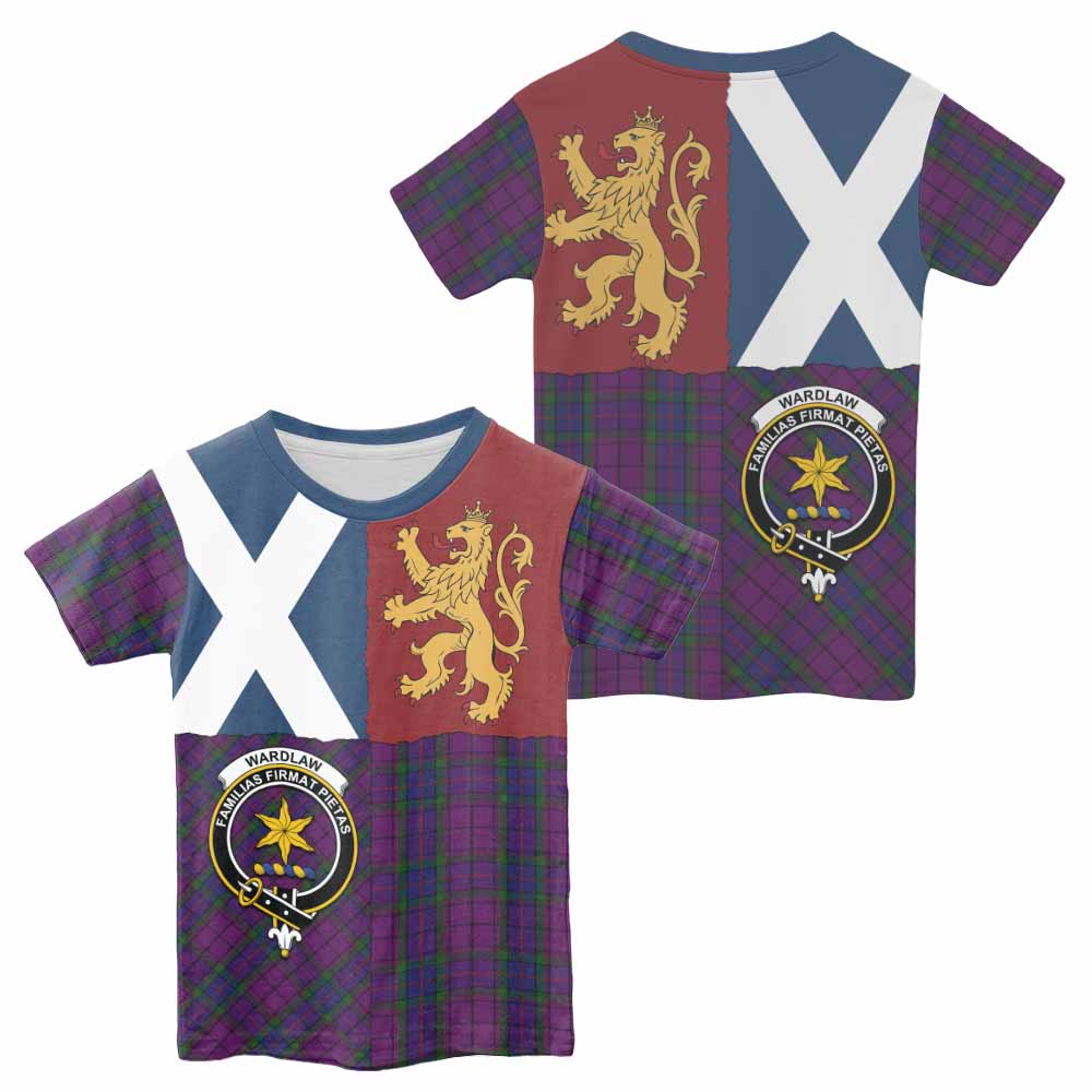 Wardlaw Crest Tartan Kid T-shirt with Lion Rampant Saltire Style - Tartan Vibes Clothing