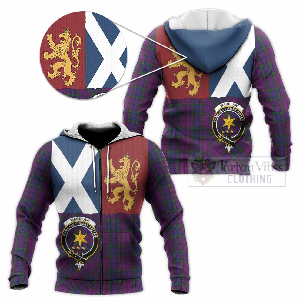 Wardlaw Crest Tartan Knitted Hoodie with Lion Rampant Saltire Style