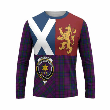 Wardlaw Crest Tartan Long Sleeve T-Shirt with Lion Rampant Saltire Style