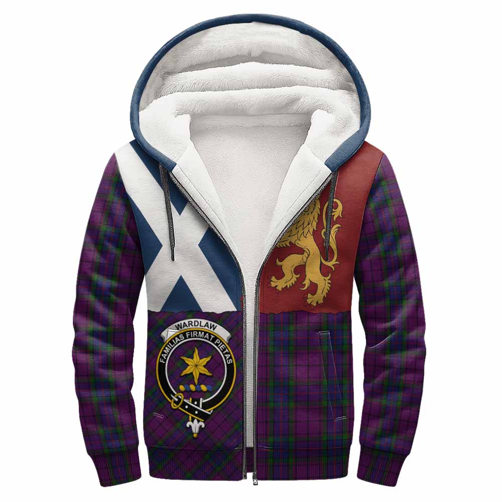 Wardlaw Crest Tartan Sherpa Hoodie with Lion Rampant Saltire Style