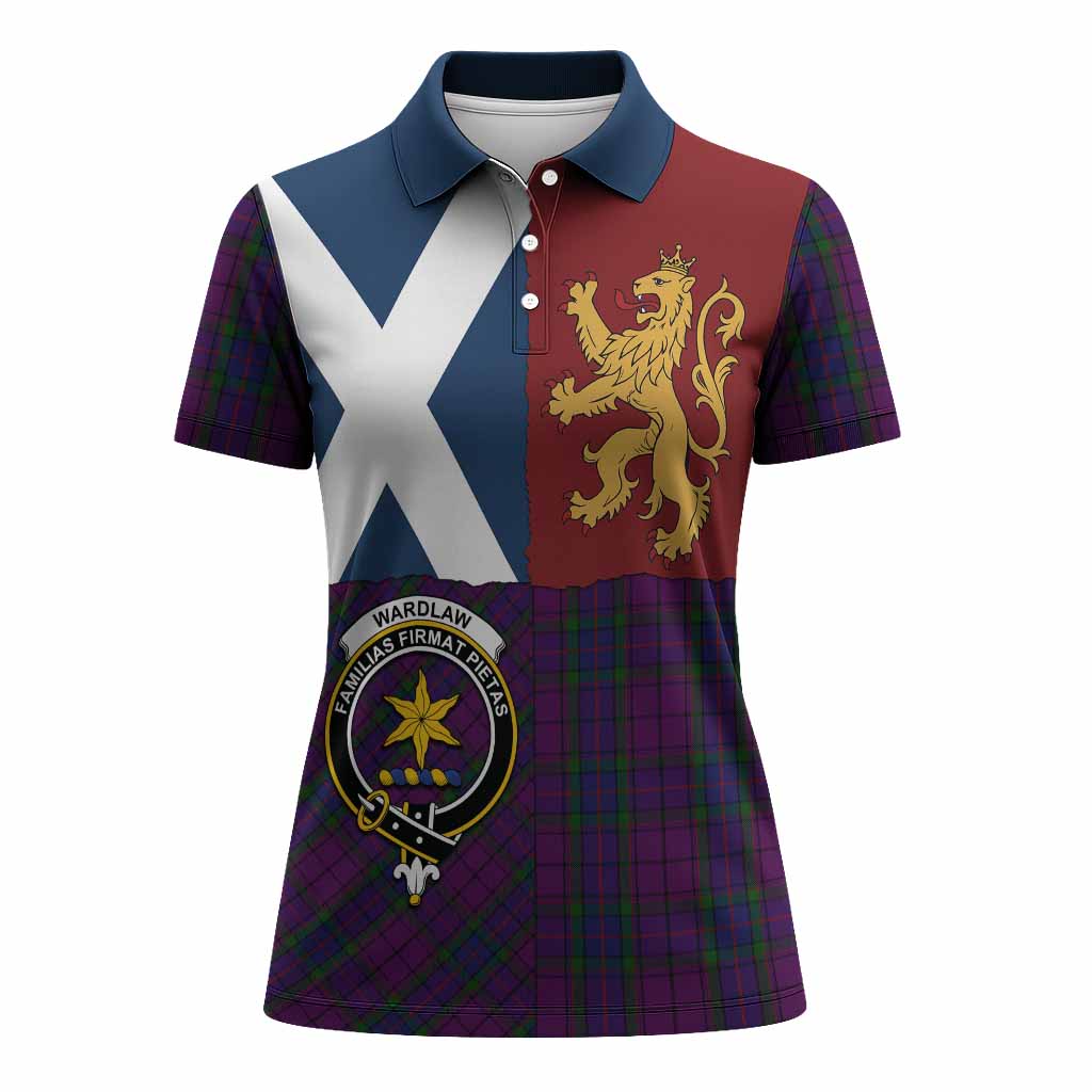 Wardlaw Crest Tartan Women Polo Shirt with Lion Rampant Saltire Style