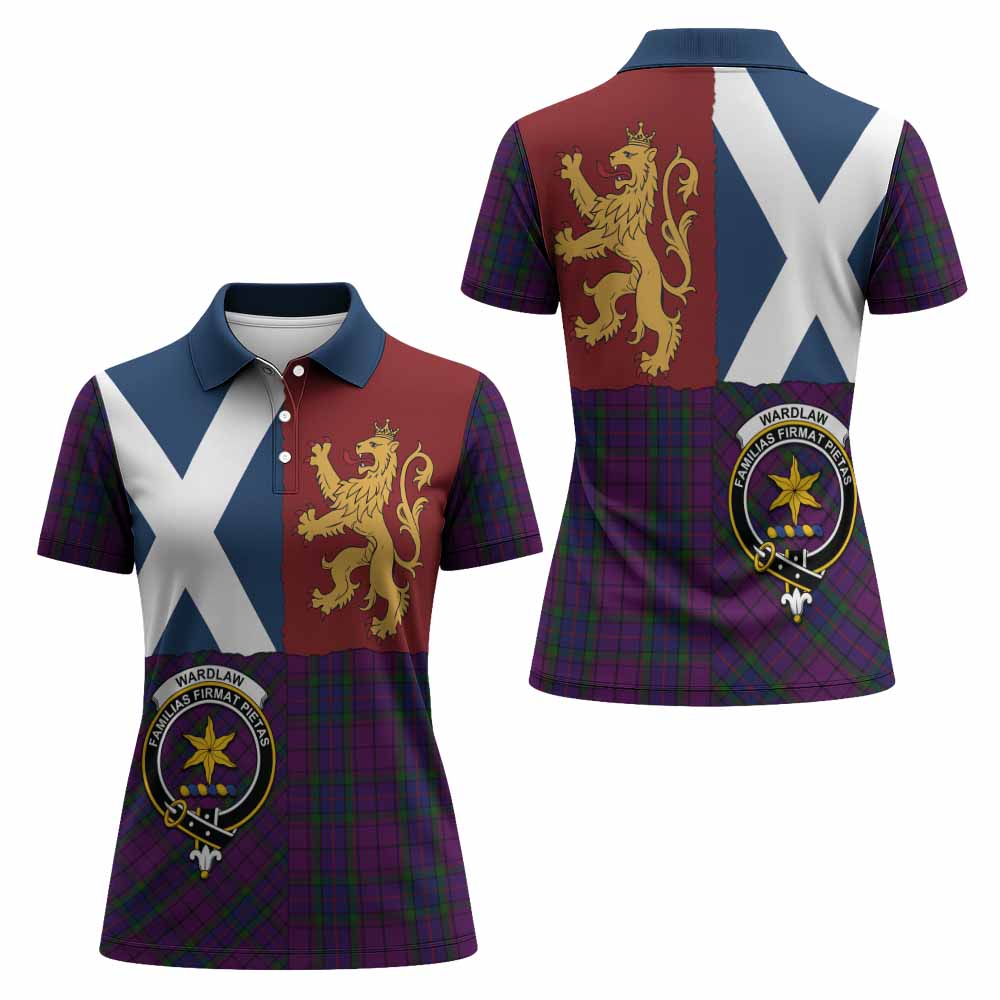 Wardlaw Crest Tartan Women Polo Shirt with Lion Rampant Saltire Style