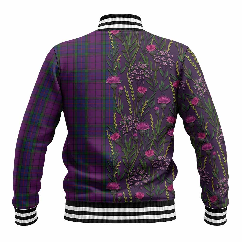 Wardlaw Family Crest Tartan Baseball Jacket Scottish Thistle Flower Pattern Half Style - Tartan Vibes Clothing