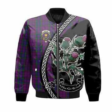 Wardlaw Family Crest Tartan Bomber Jacket Alba Thistle Inspired