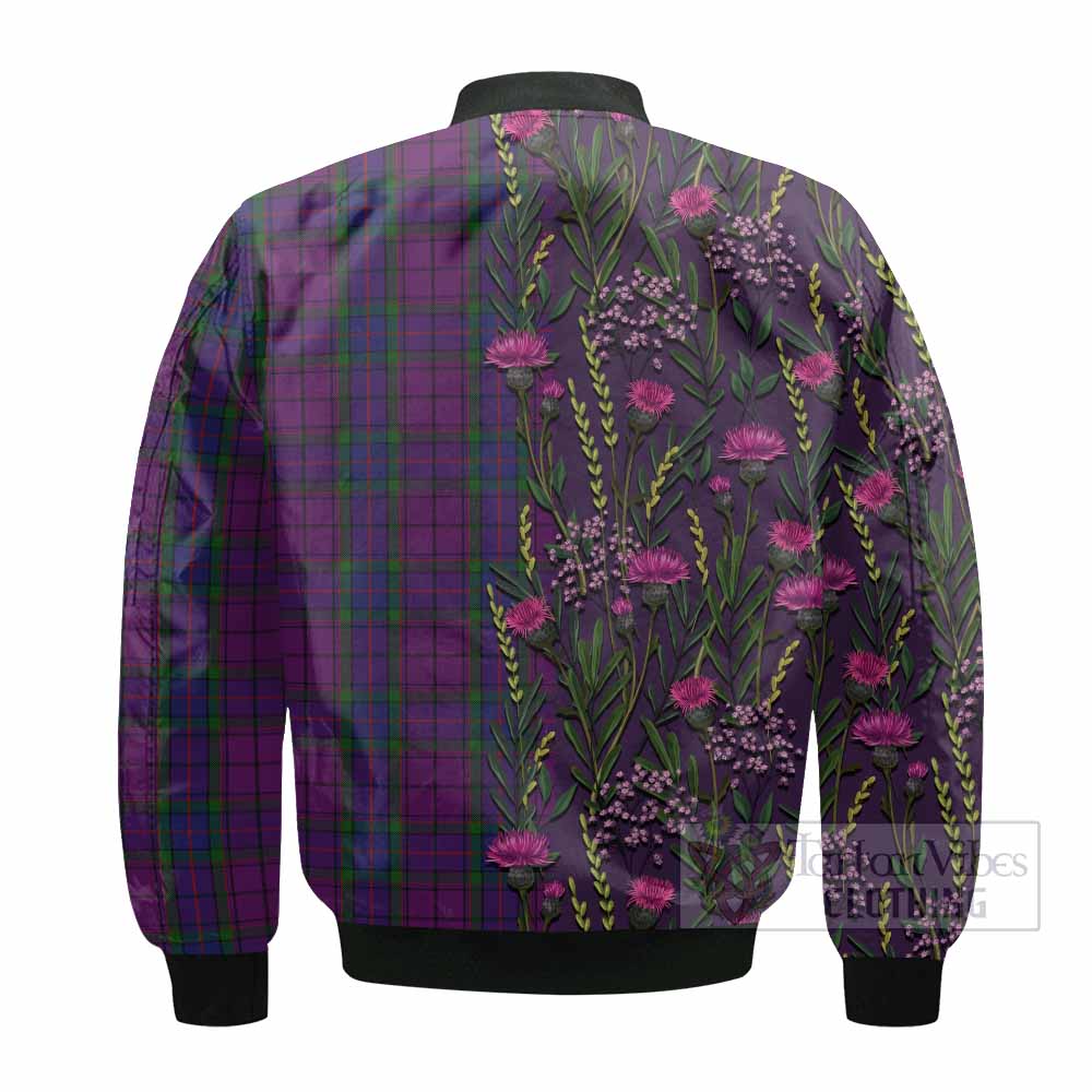 Wardlaw Family Crest Tartan Bomber Jacket Scottish Thistle Flower Pattern Half Style - Tartan Vibes Clothing