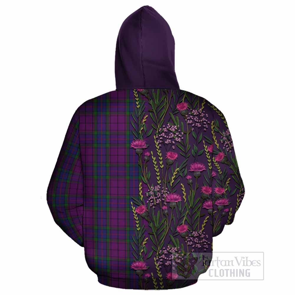 Wardlaw Family Crest Tartan Cotton Hoodie Scottish Thistle Flower Pattern Half Style - Tartan Vibes Clothing
