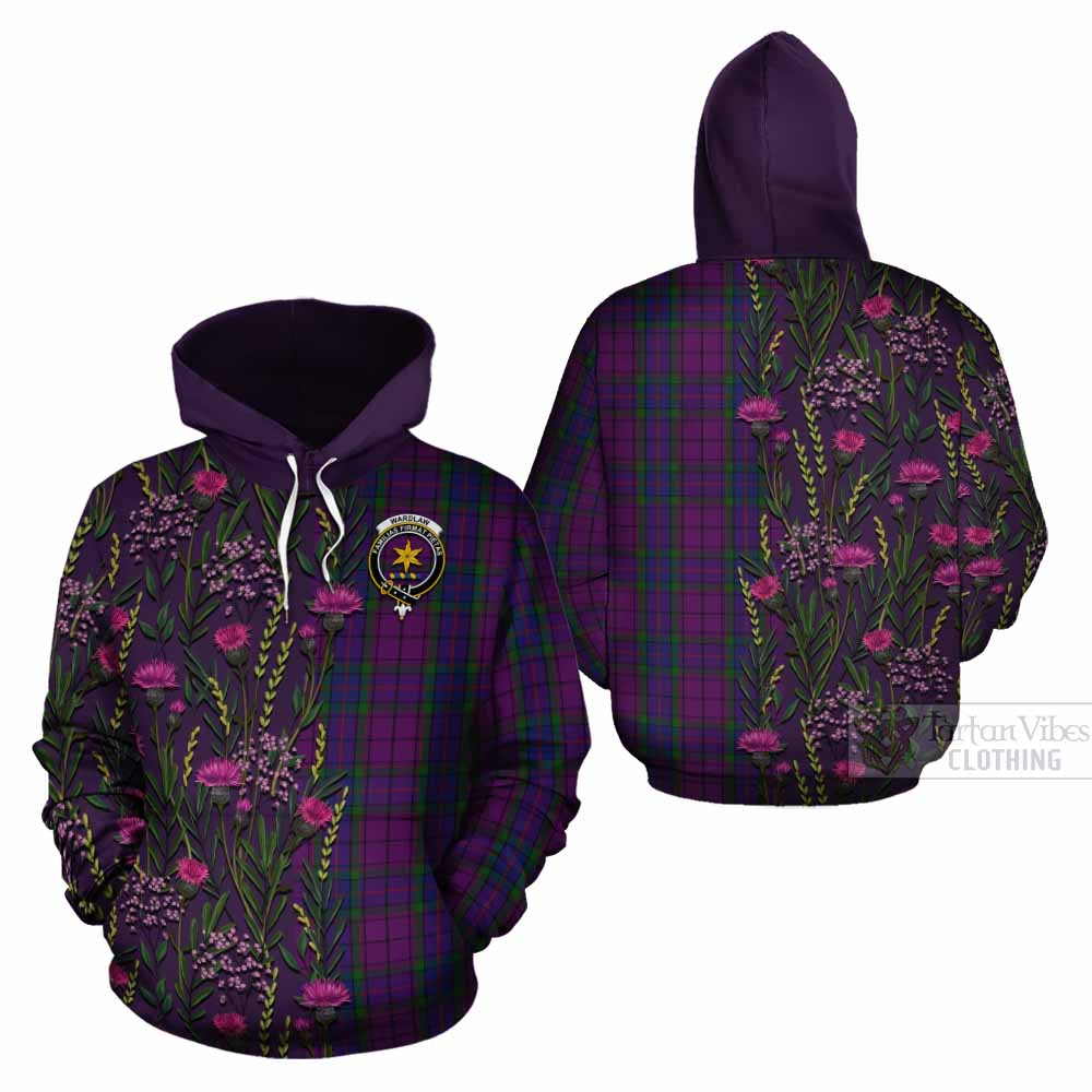 Wardlaw Family Crest Tartan Cotton Hoodie Scottish Thistle Flower Pattern Half Style - Tartan Vibes Clothing