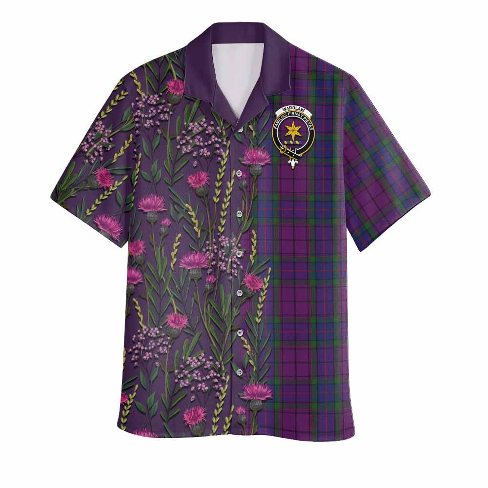 Wardlaw Family Crest Tartan Hawaiian Shirt Scottish Thistle Flower Pattern Half Style - Tartan Vibes Clothing