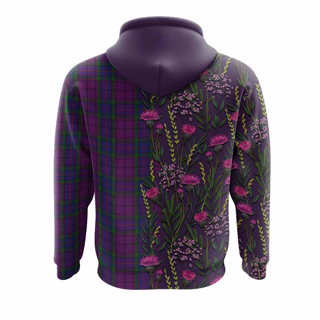 Wardlaw Family Crest Tartan Hoodie Scottish Thistle Flower Pattern Half Style - Tartan Vibes Clothing