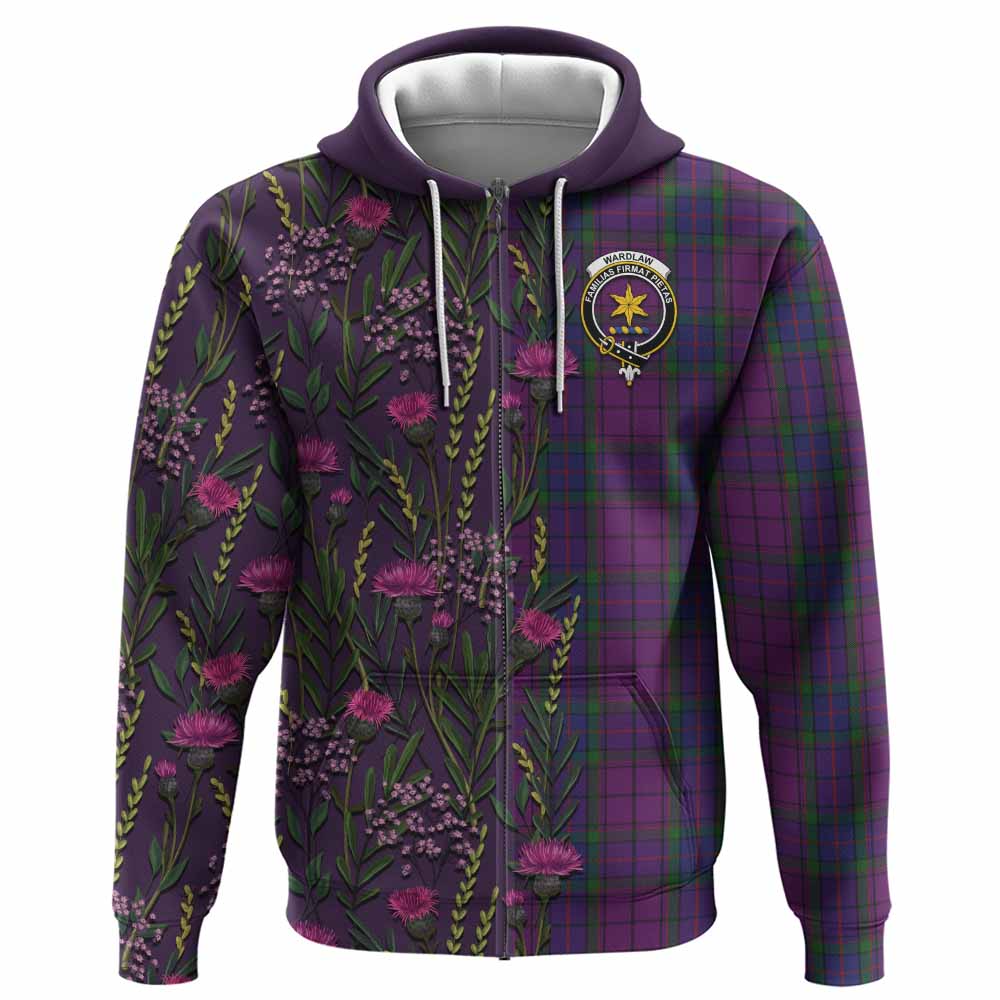 Wardlaw Family Crest Tartan Hoodie Scottish Thistle Flower Pattern Half Style - Tartan Vibes Clothing