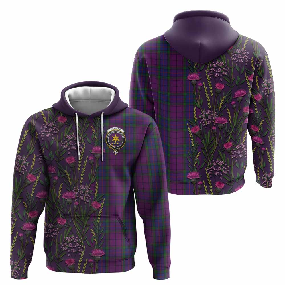 Wardlaw Family Crest Tartan Hoodie Scottish Thistle Flower Pattern Half Style - Tartan Vibes Clothing