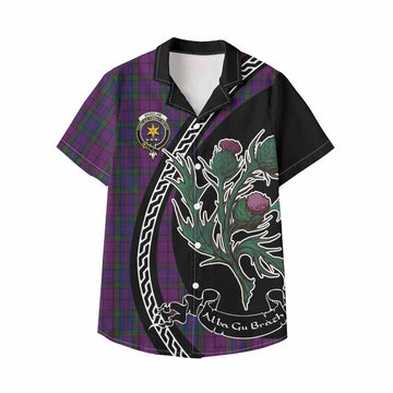 Wardlaw Family Crest Tartan Kid Hawaiian Shirt Alba Thistle Inspired - Tartan Vibes Clothing