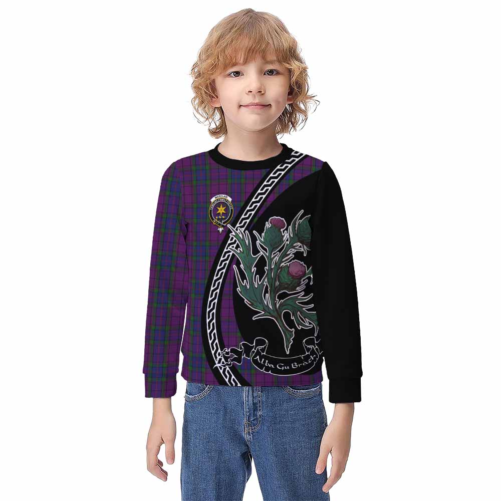 Wardlaw Family Crest Tartan Kid Knitted Sweatshirt Alba Thistle Inspired - Tartan Vibes Clothing