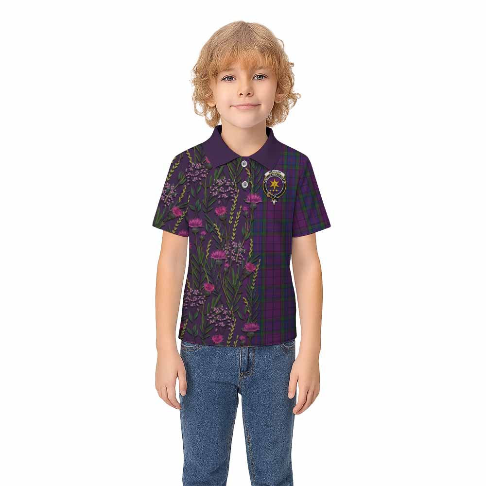 Wardlaw Family Crest Tartan Kid Polo Shirt Scottish Thistle Flower Pattern Half Style - Tartan Vibes Clothing
