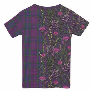 Wardlaw Family Crest Tartan Kid T-shirt Scottish Thistle Flower Pattern Half Style - Tartan Vibes Clothing