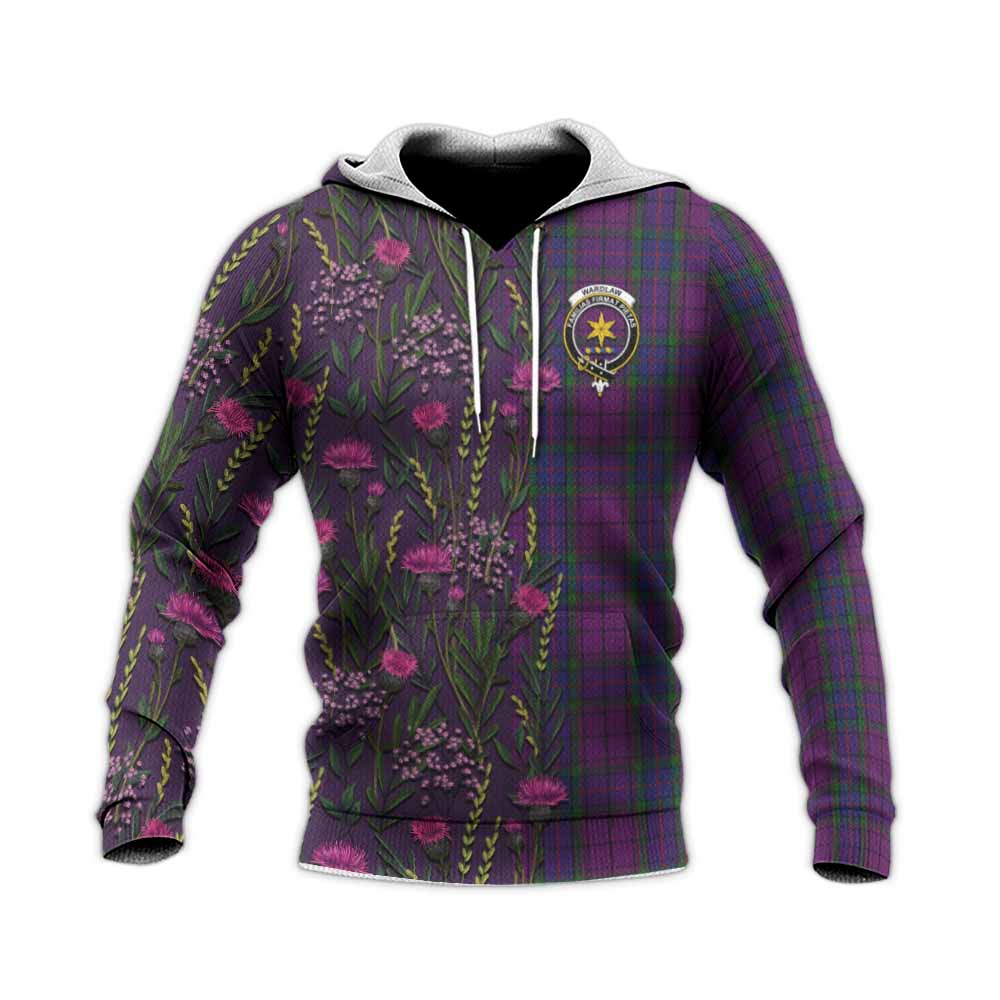 Wardlaw Family Crest Tartan Knitted Hoodie Scottish Thistle Flower Pattern Half Style - Tartan Vibes Clothing