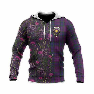 Wardlaw Family Crest Tartan Knitted Hoodie Scottish Thistle Flower Pattern Half Style - Tartan Vibes Clothing